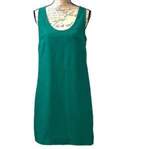 NWOT J. Crew Women's Green Satin Sleeveless Shift Dress Size 6